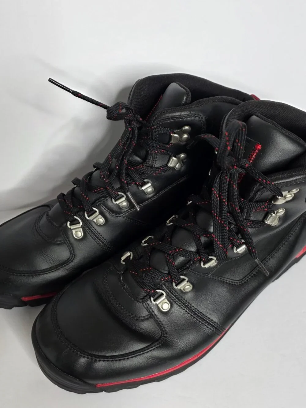 Timberland GT Scramble Mid Black Red Leather Hiking Boots, Men's Size 15